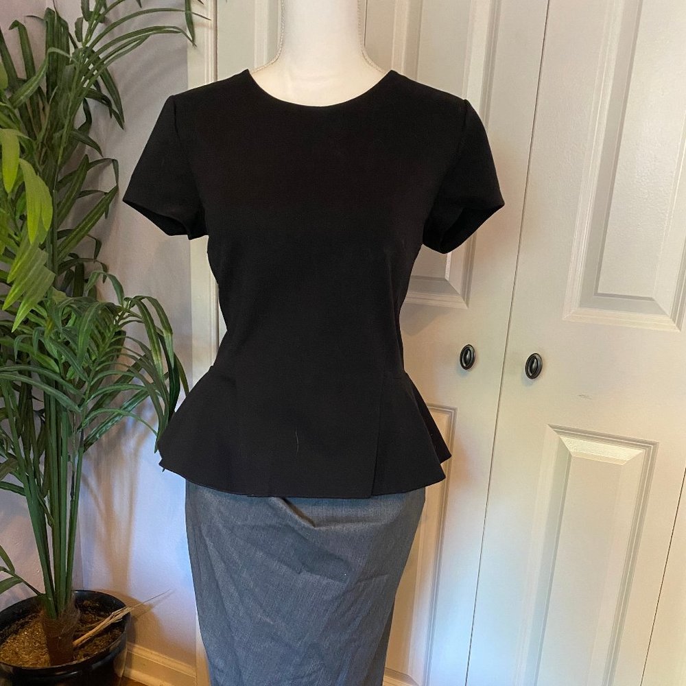J. Crew Black Ponte Knit Peplum Top